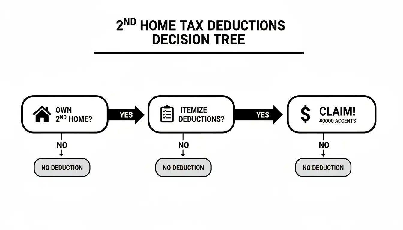 Decision tree flowchart illustrating the steps for 2nd home tax deductions.
