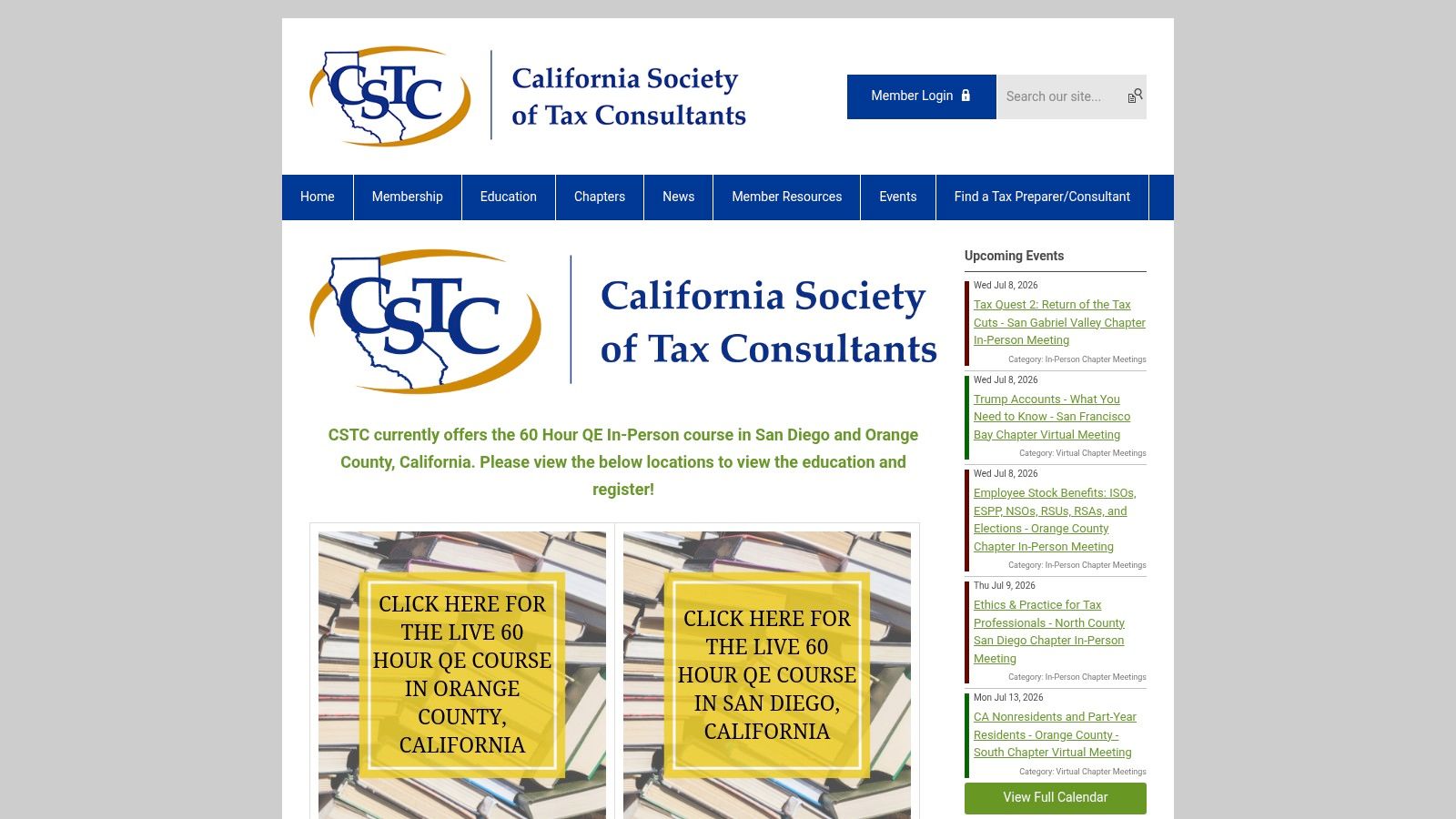 California Society of Tax Consultants (CSTC) – 60‑Hour QE In‑Person (San Diego and Orange County)